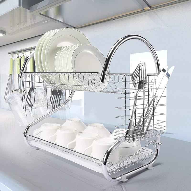 2 Layer Dish Drainer Rack Stainless Steel - BD Drop