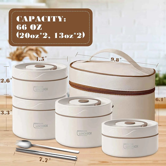 Stainless Steel Double-Laver Portable Hot Lunch Box with Lid and Thermal Bag - BD Drop