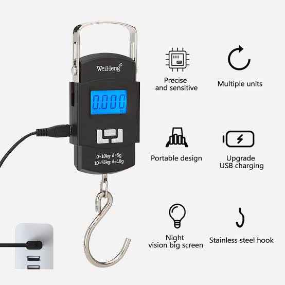 Portable Electronic Scale - Digital Weight Machine 50KG (Black) - BD Drop
