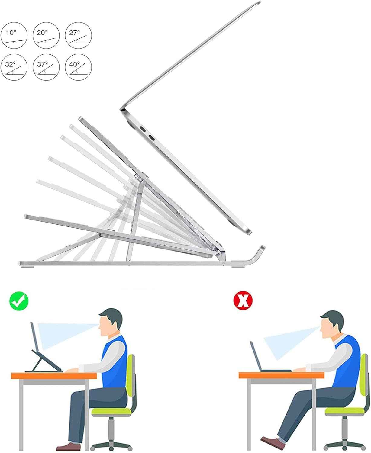 Laptop Stand, Foldable and Ventilated, 10 Levels Adjustment, Ergonomic Cooler Compatible - BD Drop