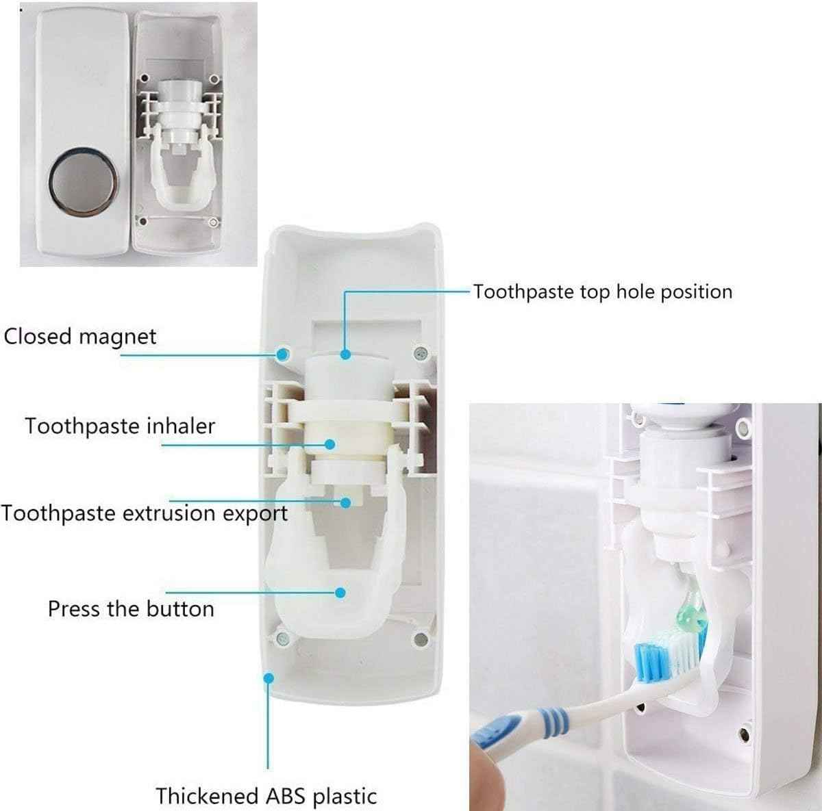 Automatic Toothpaste Dispenser Set with Toothbrush Holder and 5 Brush Holders for a Mess-Free Bathroom Experience - BD Drop