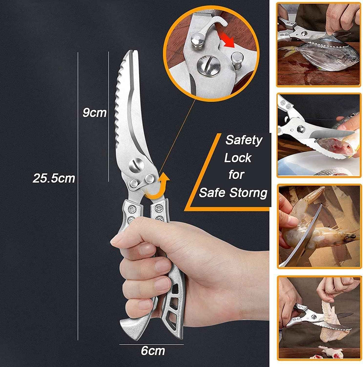 Kitchen Scissors for Bones, Poultry, Meat, Fish, Food, Seafood, Barbecue, Etc - BD Drop