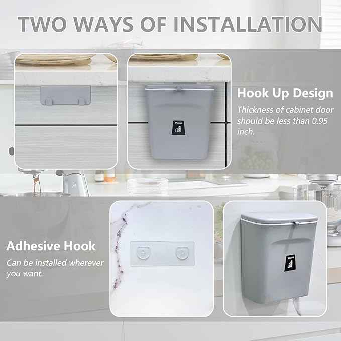Hanging Trash Box with Lid for Kitchen, Dining or Bathroom - BD Drop