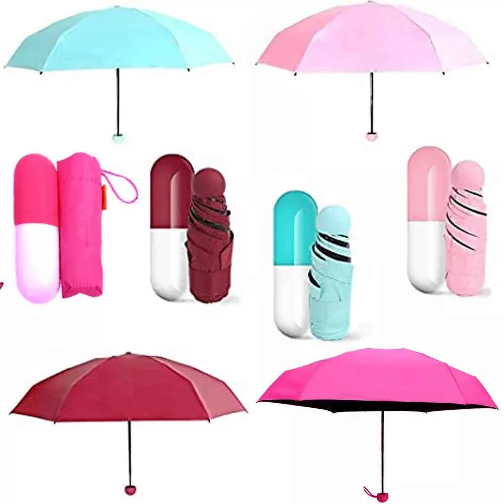 Multi Color Foldable Umbrella – Stylish Mini Capsule for Rain Protection - BD Drop