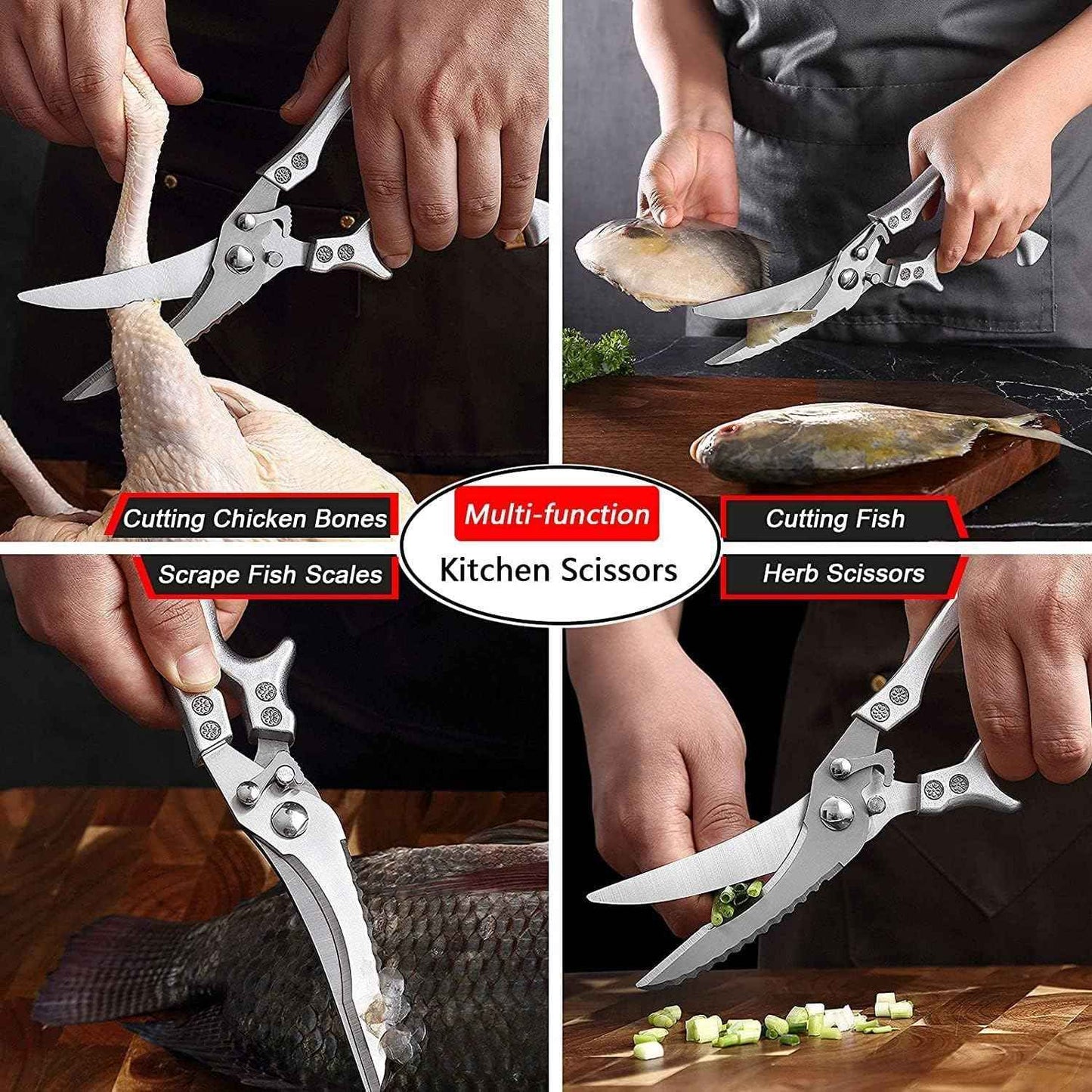 Kitchen Scissors for Bones, Poultry, Meat, Fish, Food, Seafood, Barbecue, Etc - BD Drop