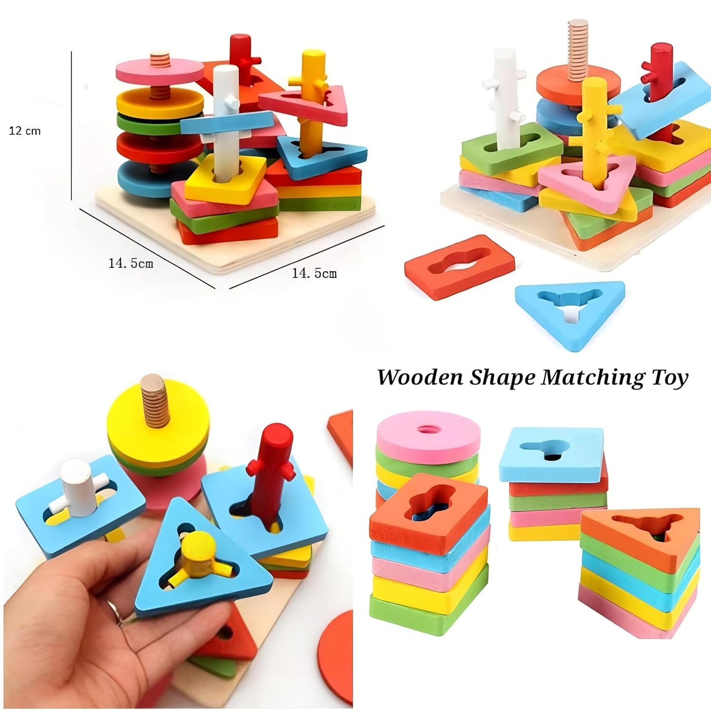 Wooden Color and Shape Matching Stacking Puzzle